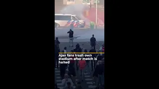 Ajax fans trash own stadium after Feyenoord match is halted | AJ #shorts