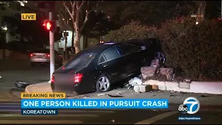 Police pursuit ends in multi-vehicle crash in Koreatown leaving 1 innocent person dead | ABC7