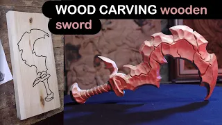 Wooden Sword Wood Carving | Sword from Basswood. How to cut a sword from one piece of wood