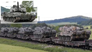 Dozens of British Army tanks arrive by train and travel on German roads 🇬🇧 🇩🇪