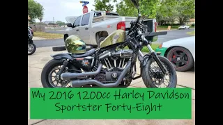 2016 1200cc Harley Davidson Sportster Forty-Eight: Start Up & Walk Around (Girl Rider)