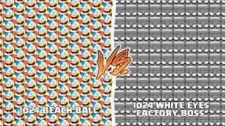 RED BALL 4: 1024 BEACH BALL VS 1024 FACTORY BOSS with WHITE EYES 'Fusion Battle' SHORT GAMEPLAY