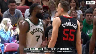 WATCH: Jaylen Brown gets flagrant, things get tense between the Celtics and Heat down in Miami
