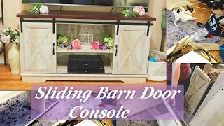 Sliding Barn Door Console 🍀(Farmhouse) TV Table Assembly & Review👈