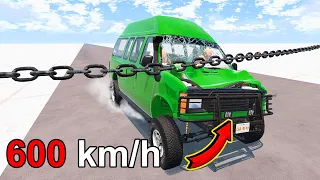 Gavril - The Vantastic At speed Of 600 km/h Crosses Chain and Bollard (with Dummy) ⏩ BeamNG DRIVE