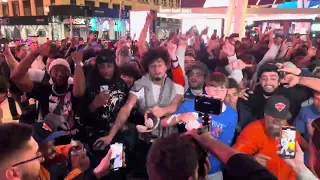 New Yorkers Celebrate Knicks Win over Pacers at MSG