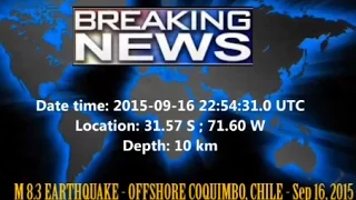 M 8.3 EARTHQUAKE - OFFSHORE COQUIMBO, CHILE - Sep 16, 2015