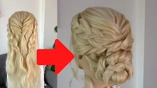 EASY messy braided bun hairstyle - hair tutorial