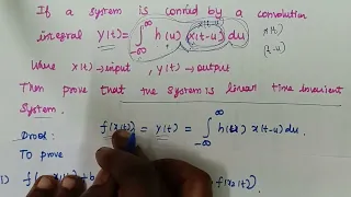 PRP(ECE) PROVE THAT CONVOLUTION SYSTEM IS LINEAR TIME INVARIANT, UNIT-5 VIDEO -3