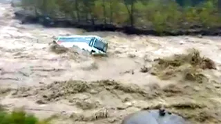 Crazy Bus Crossing Rivers & Extremely Dangerous Roads ! Amazing Bus Driving Skills