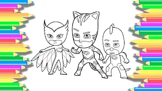 PJ Masks ready for battle fun coloring page | CATBOY GEKKO and OWLETTE | How to color