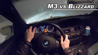 BMW M3 VS BLIZZARD - Snow Storm Night Drive (POV)
