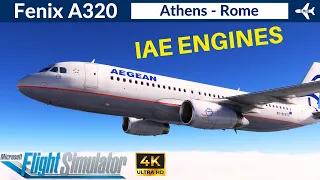 [MSFS] Fenix A320 Aegean Airlines | Athens to Rome | VATSIM Full flight | 4K Ultra HD