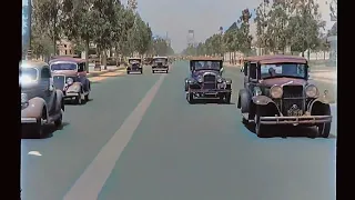 California 1935, Wilshire Blvd in color 60fps, Remastered wadded sound