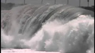 Wedge Bodysurfer Goes Over the Falls - (wipeout)