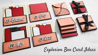 8 Different Card Ideas For Explosion Box | Explosion Box Cards Tutorial | Crafteholic