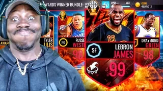 CRAZY AWARDS WINNER PACK OPENING & 99 OVR LEBRON JAMES! NBA Live Mobile 16 Gameplay Ep. 132