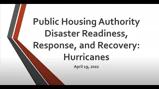 PHA Disaster Readiness, Response, and Recovery Webinar Series: Hurricanes