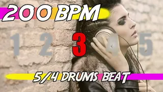 ✅ 200 BPM - 5/4 Drums Beat 🥁 Ten minutes backing track