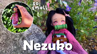 Making the tiniest Nezuko doll 🌸 Demon slayer custom doll