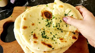 Fluffy and soft Turkish Flatbread:: Grilled Flatbread:: Bazlama New