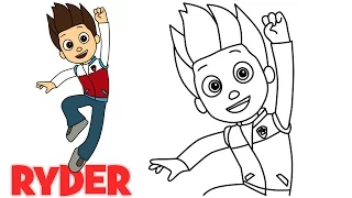 How to draw Ryder Paw Patrol characters step by step easy drawing for kids