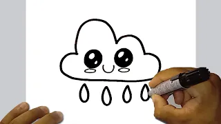 HOW TO DRAW A CUTE CLOUD KAWAII STEP BY STEP, DRAWINGS EASY