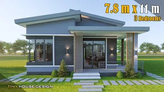 Small House Design | 7.80 m x 11.00 m (85 sqm) | 3 Bedroom