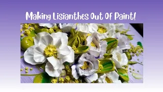 How to Pipe 3D Lisianthes Using Paint! Thick acrylic paint flowers!