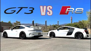 Porsche GT3 VS Audi R8 // I Didn't Think it Would be That CLOSE!!