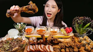 SUB) 족발 먹방🍖 튀김족발 쫀득탱글 족발 막국수 김치주먹밥 리얼사운드 먹방 ASMR Pig's feet & spicy cold noodles mukbang JOKBAL