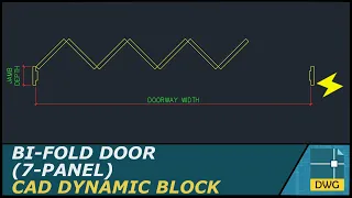 Bi-fold Door (7-Panel): AutoCAD Dynamic Block (Plan View)