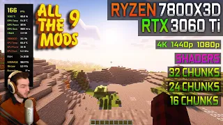 Minecraft: All The Mods 9 | RTX 3060 Ti + Ryzen 7 7800X3D  - 1080p, 1440p, 4K