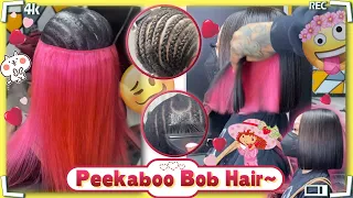Quick Weave Bob w/Leave Out!💕Custom Pink Peekaboo | Blunt Cut Style #ULAHAIR Review