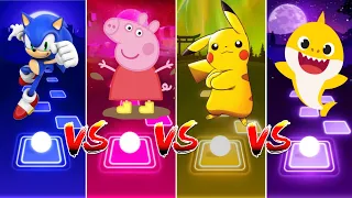 Sonic vs Peppa Pig vs Pikachu vs Baby Shark! || Tiles Hop Edm Rush