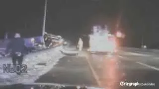 Firefighter thrown 20ft in crash in Ohio