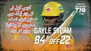 Gayle storm in Abu Dhabi ||T10 84* OFF 22 ballsFastest T10 fifty || day 6 Team Abu Dhabi