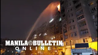 Ukraine: firefighters on scene after Kyiv residential building shelled