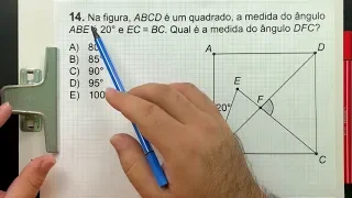 ⚠️ Gabarito OBMEP 2019 👉🏻 Qual é a medida do ÂNGULO DFC? 🤯 Você Consegue Calcular?