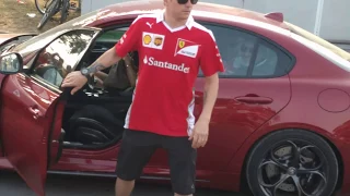 Kimi Raikkonen jumps barriers to meet Italian fans Monza Italian Gran Prix 2016