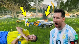 RONALDO YARIŞ YAPARKEN ÇOK FENA KAZA YAPIYOR MESSİ HAYATINI KURTARIYOR! - GTA 5