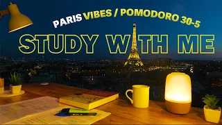 2 HOUR STUDY WITH ME LIVE🗼/ Calm lofi / Paris Eiffel Tower / with Pomodoro countdown + alarm