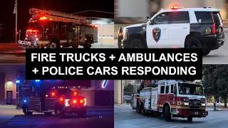 Compilation of Fire Trucks + Ambulances + Police Cars Responding to Emergencies