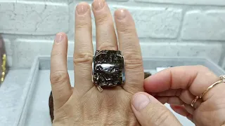 СЕРЕБРО -  серьги и кольца с черным янтарем!