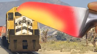 EXPERIMENT Glowing 1000 degree KNIFE VS GTA 5 TRAIN!