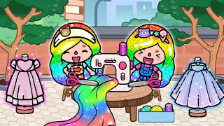 Stepsister Is Jealous Of Our Rainbow Dresses | Toca Life Story | Toca Boca