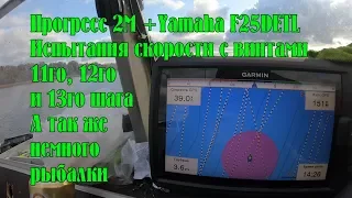 Лодка Прогресс 2М + мотор Yamaha F25DETL. Испытания скорости на воде. База Мыс Черемуховый