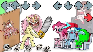 Fluttershy Insanity: Mini Crewmate, Boyfriend and Pinkie Pie vs Fluttershy | Among Us vs FNF