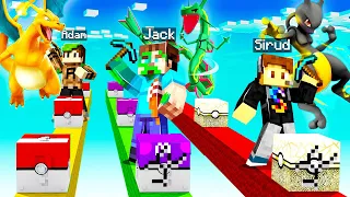 MINECRAFT 1v1v1v1 PIXELMON LUCKY BLOCK RACE! (GOD TIER)