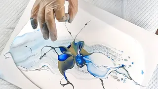 FLICKING PAINT - Stunning First Flick and Spin Acrylic Pour!